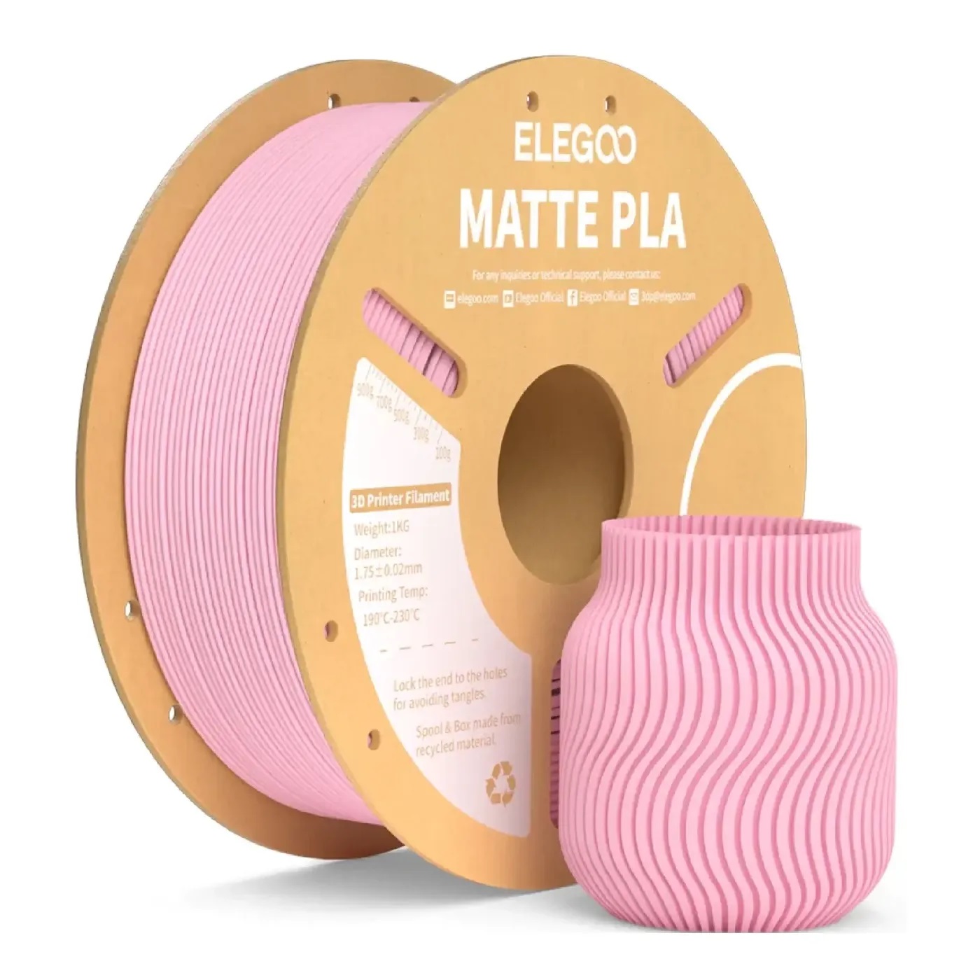Филамент Elegoo PLA MATTE, 1.75 мм, 1 кг, розовая сакура